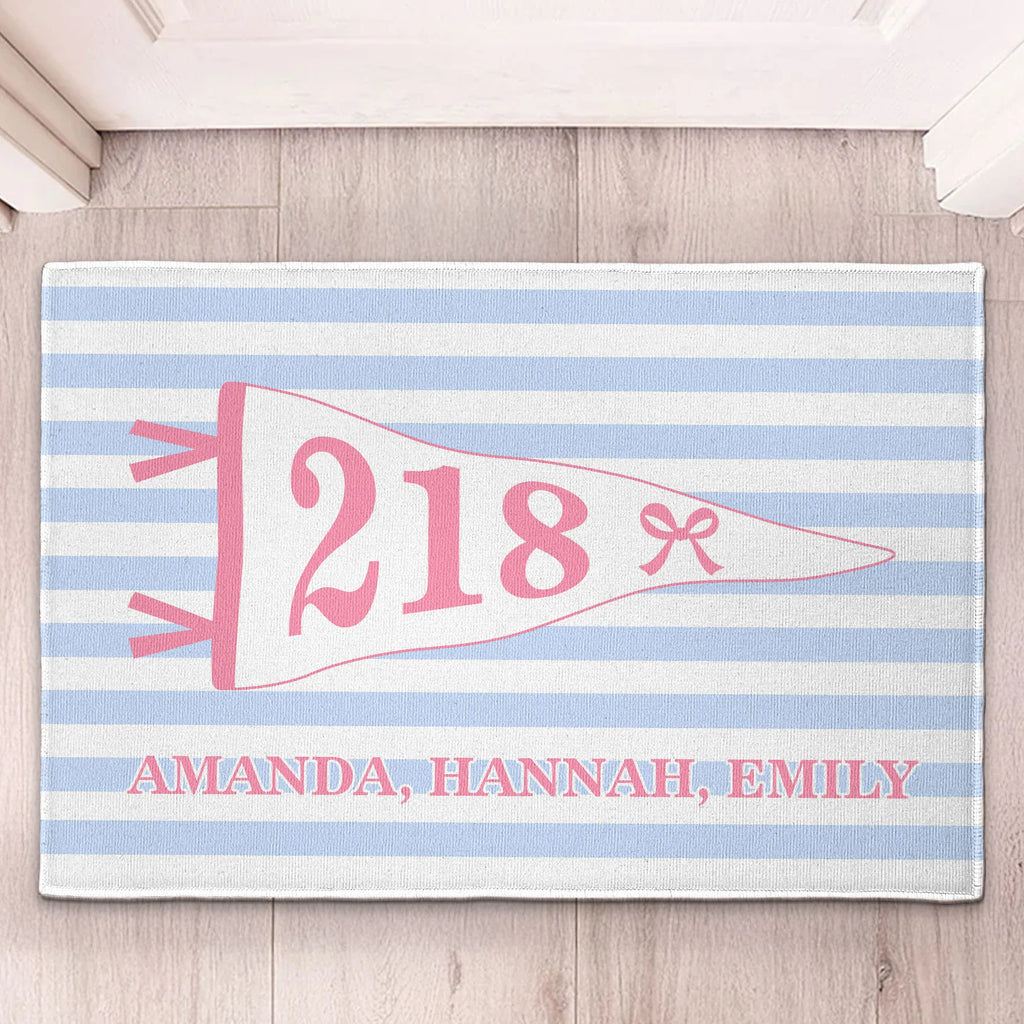 Stripes Pennant Dorm Room - Personalized Doormat