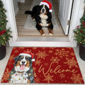 Custom Pet Portrait Watercolor Art Snowflake Christmas - Personalized Doormat