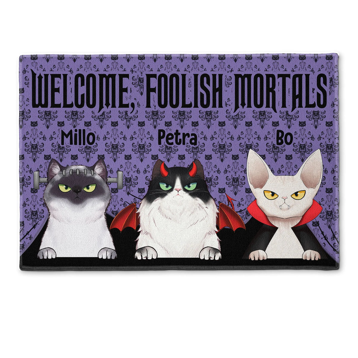 Welcome Foolish Mortals Cat - Personalized Doormat