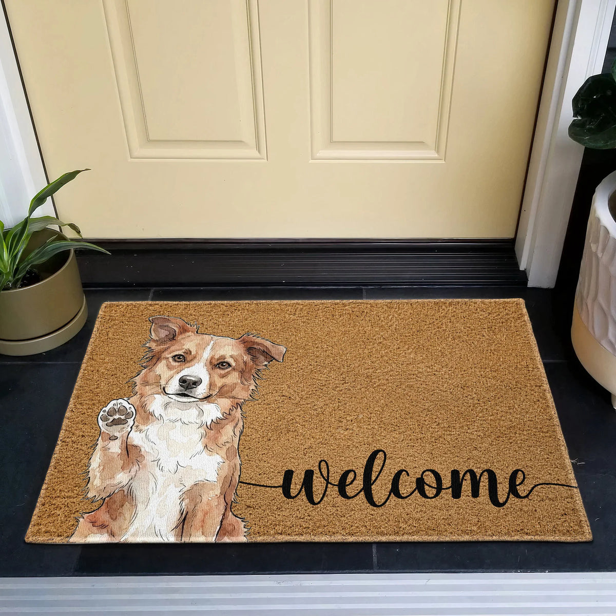 Welcome Pet Portrait Watercolor Art Welcome Mat - Personalized Doormat
