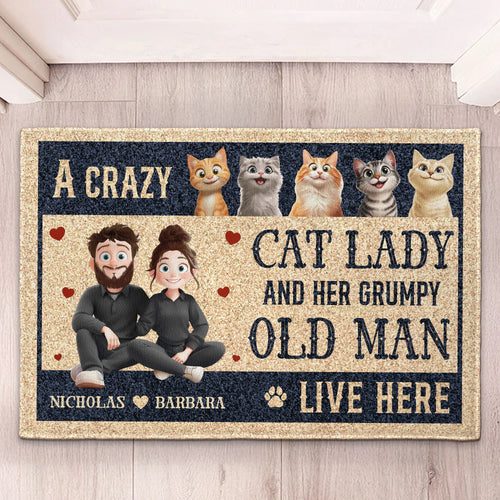 A Crazy Cat Lady And Her Grumpy Old Man New Version Cat Lovers - Personalized Doormat